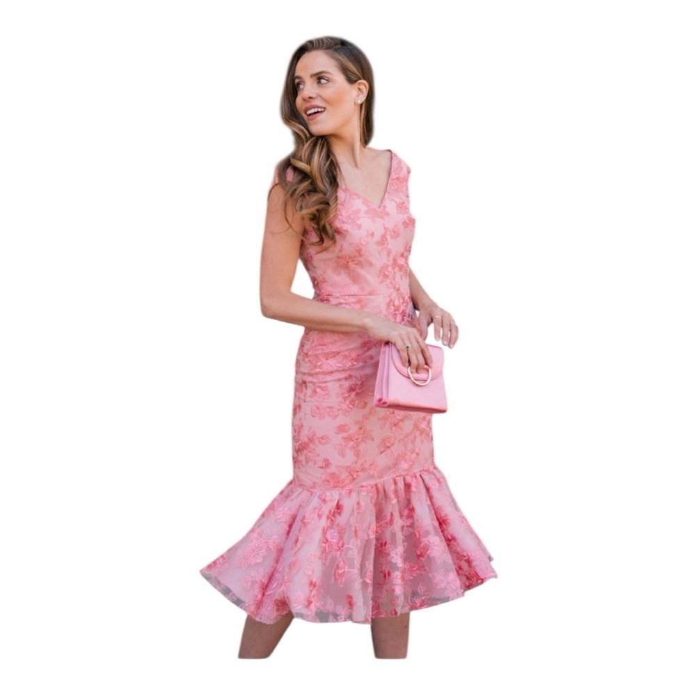 NWT Gal Meets Glam Cherry Blossom Floral Lace Midi Dress- Size 0